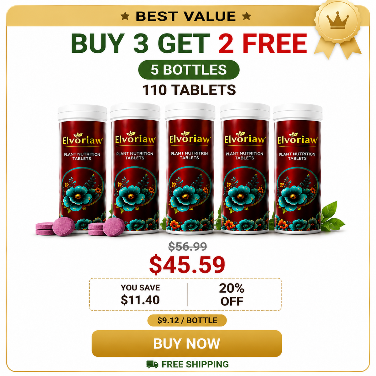 🥇 Elvoriaw  Plant Nutrition Tablets