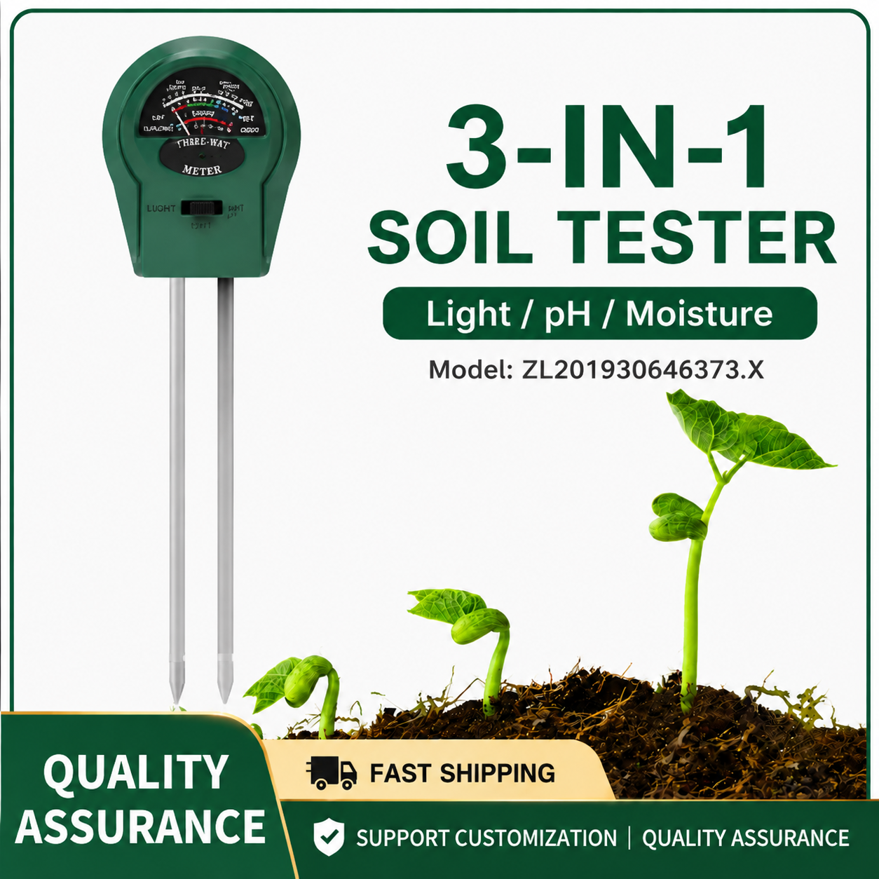 3-in-1 Soil Moisture Meter – Accurate Watering Monitor for Indoor & Outdoor Plants